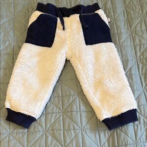 Cozy Sherpa Jogger Pants with Navy Accents